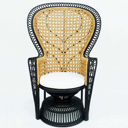 Sedia design originale - EMMANUELE - Yothaka - in tessuto / con supporto in rattan / con schienale alto