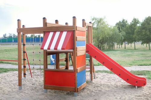 Struttura ludica per parco giochi - KIOSK   - Lars Laj - in legno / in acciaio / in corda