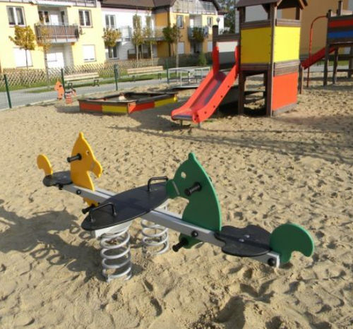 Gioco a molla double pony - 11260  - Lars Laj - in acciaio con rivestimento a polvere / in HDPE / 2 posti