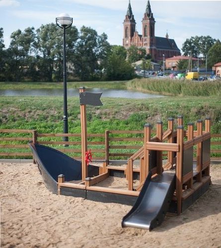 Struttura ludica per parco giochi - SMALL SHIP NATURE  - Lars Laj - in acciaio inossidabile / in legno / in HDPE