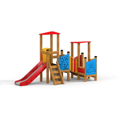 Torre da gioco con scivolo - 10755   - Lars Laj - con pannelli educativi