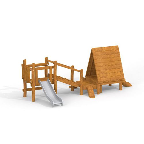 Casetta da gioco con scivolo - KANHA   - Lars Laj - per parco giochi / a pavimento / in legno