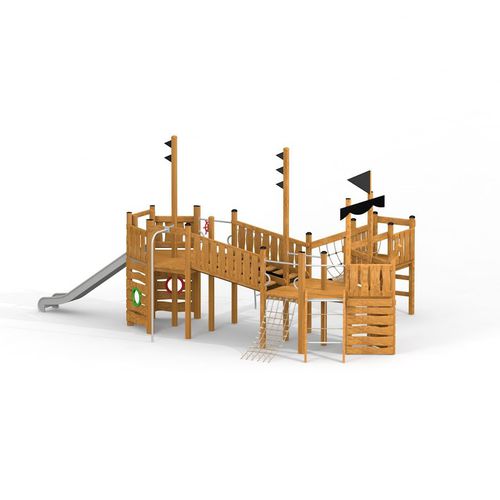 Struttura ludica per parco giochi - SHIP MODERN NATURE   - Lars Laj - in legno / in acciaio inossidabile / in polipropilene