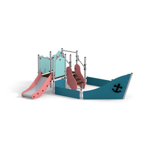 Struttura ludica per parco giochi - WONDERLAND SMALL SHIP SANDBOX    - Lars Laj - in acciaio inossidabile / in HDPE / in acciaio con rivestimento a polvere
