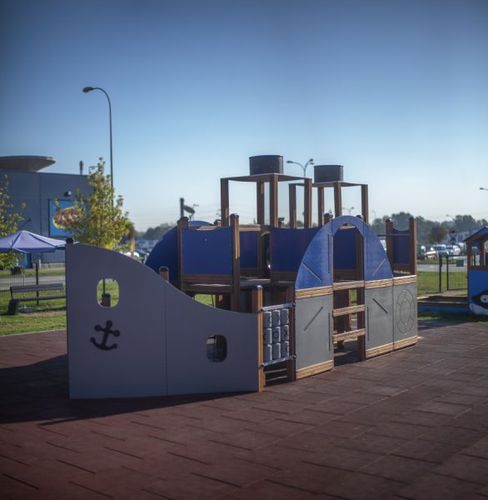 Struttura ludica per parco giochi - STEAMBOAT  - Lars Laj - in acciaio con rivestimento a polvere / in acciaio galvanizzato / in legno