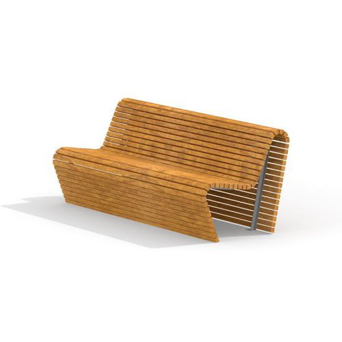 Panca per spazi pubblici contemporanea - SOFA WAVE    - Lars Laj - in legno / in acciaio inossidabile / con schienale