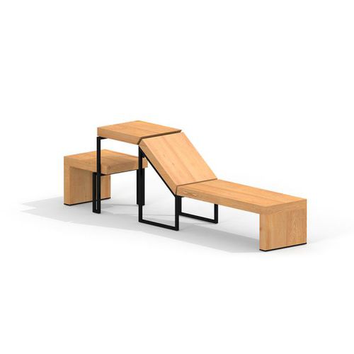Sdraio con sgabello - THOR DECKCHAIR   - Lars Laj - contemporaneo / in rovere / in acciaio con rivestimento a polvere