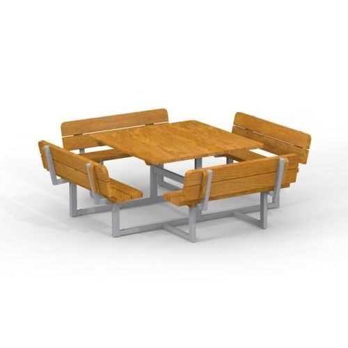 Tavolo da picnic contemporaneo - QUADRO    - Lars Laj - in legno / con supporto in acciaio galvanizzato / quadrato