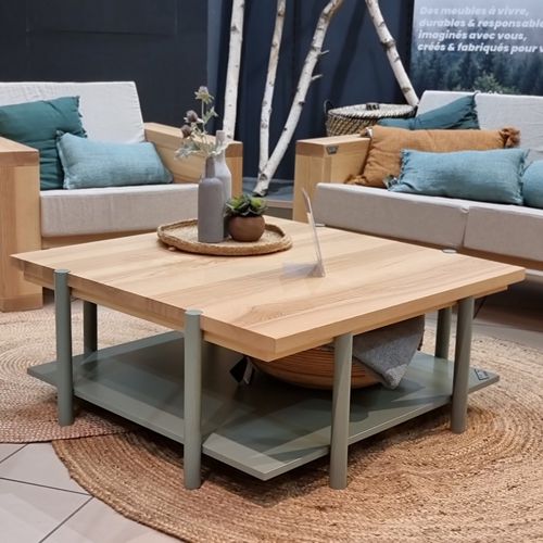 Tavolino basso contemporaneo - CALANQUES - Brût - in frassino / con supporto in legno laccato / quadrato