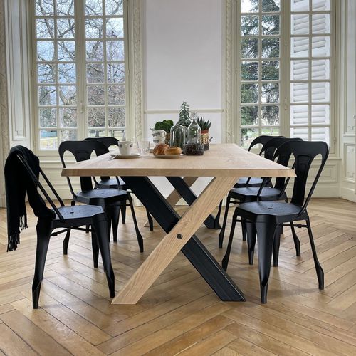 Tavolo da pranzo contemporaneo - MI-BOIS - Brût - in rovere / con supporto in quercia / con supporto in acciaio termolaccato