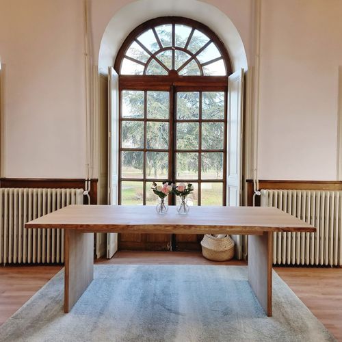 Tavolo da pranzo contemporaneo - TAVERNE  - Brût - in rovere / con supporto in quercia / rettangolare