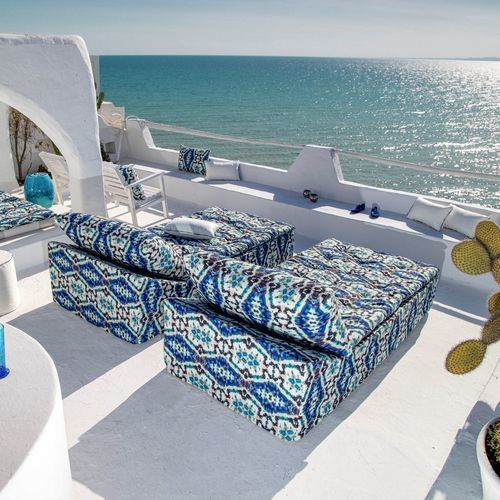 Chaise longue contemporanea - CYCLADE - LIBERTY - BERENGERE LEROY - in tessuto / in legno / da giardino