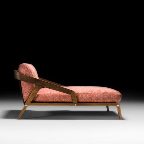 Chaise longue contemporanea - Frisè - Black Tie - in tessuto / in pelle / in noce