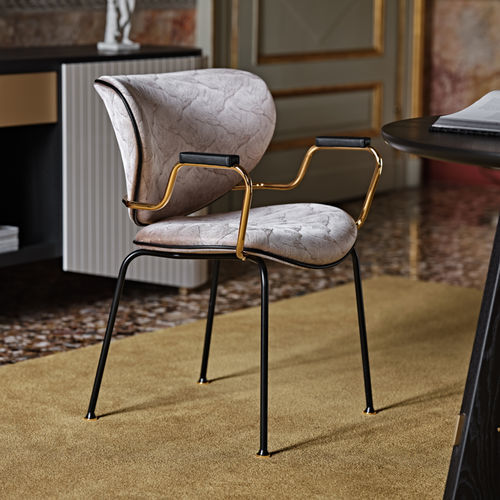 Sedia da pranzo contemporanea - Kalida - Black Tie - da interno / in tessuto / con supporto in acciaio