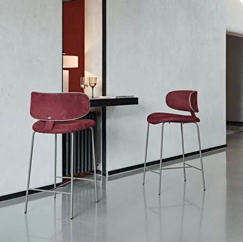 Sedia alta contemporanea - Natalia - Black Tie - da interno / in tessuto / in pelle
