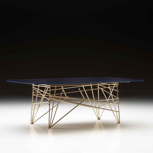 Tavolino basso contemporaneo - Lan - Black Tie - in vetro / con supporto in acciaio inossidabile / rettangolare