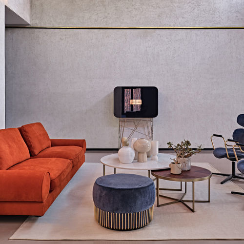 Pouf contemporaneo - Noah - Black Tie - in tessuto / in pelle / in metallo lucido