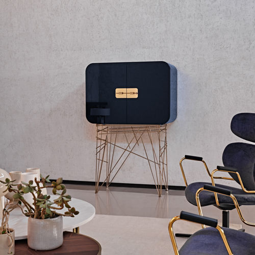 Mobile bar contemporaneo - Mai Tai - Black Tie - in noce / in MDF laccato / in vetro