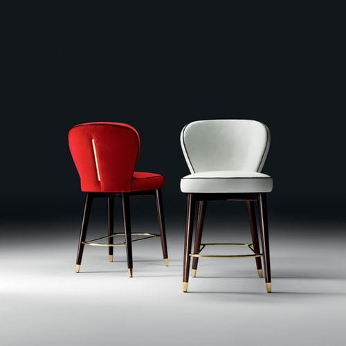 Sedia alta contemporanea - Olivia - Black Tie - da interno / in pelle / con supporto in frassino