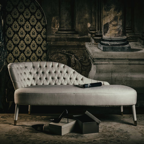 Dormeuse contemporanea - Penelope - Black Tie - in tessuto / in faggio / con supporto in faggio