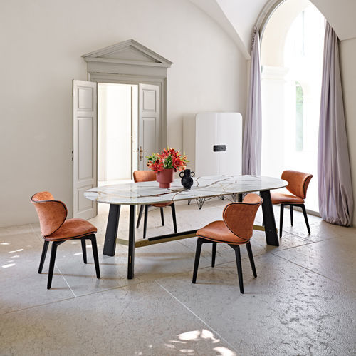 Tavolo da pranzo contemporaneo - Medison - Black Tie - in marmo / con supporto in frassino / con supporto in noce