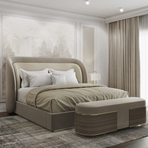 Letto matrimoniale - nora - Ana Roque - contemporaneo / imbottito / con testiera imbottita