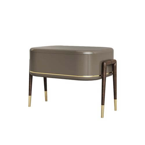 Comodino contemporaneo - otto  - Ana Roque - in legno laccato / con supporto in metallo / rettangolare