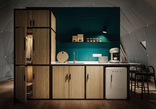Cucina contemporanea - Shelter Dome - impiallacciata in legno / modulare / bianca