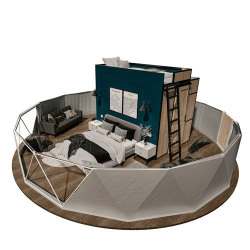 Letto matrimoniale - Shelter Dome - contemporaneo / imbottito / con testiera
