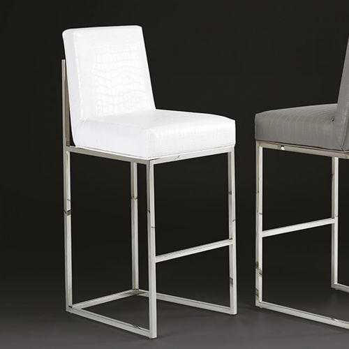 Sedia alta contemporanea - BESS - Stone International - da interno / in pelle / con supporto in acciaio inossidabile