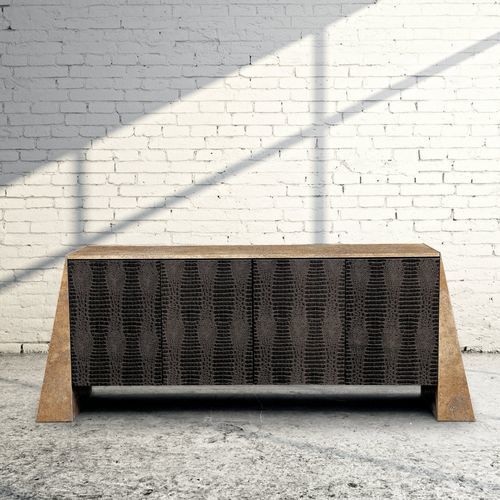 Credenza contemporanea - BUTTERFLY - Stone International - in legno / in pelle / in pietra