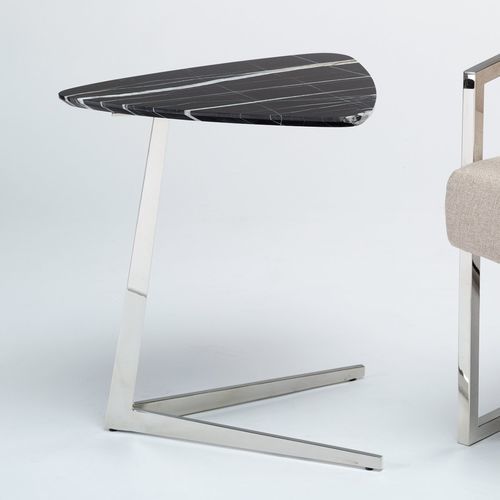 Tavolo d'appoggio contemporaneo - PLECTRUM - Stone International - in pietra naturale / con supporto in metallo / con base centrale