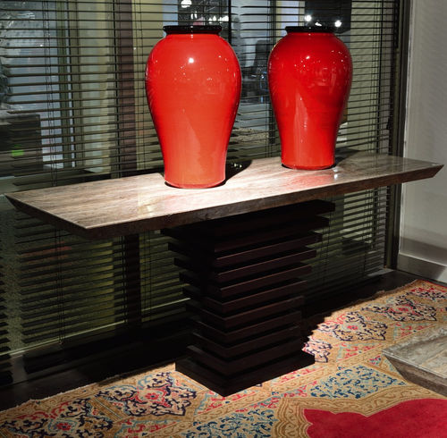 Consolle contemporanea - ARK - Stone International - in pietra naturale / con supporto in wengé / rettangolare