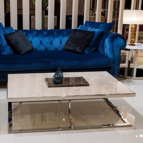 Tavolino basso contemporaneo - AURORA  - Stone International - in pietra naturale / con supporto in metallo / rettangolare