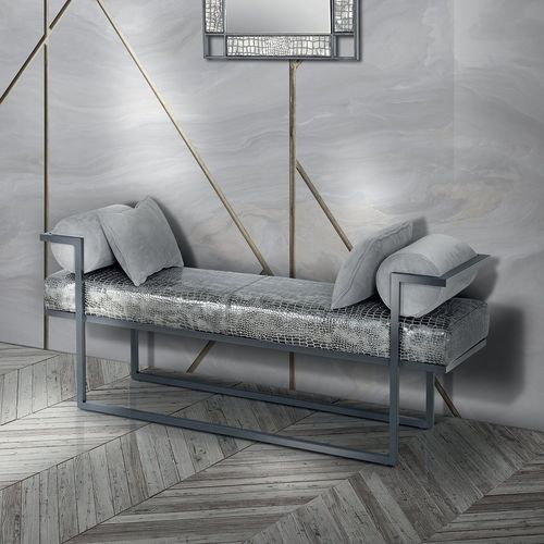 Divanetto imbottito contemporaneo - BILLY - Stone International - in tessuto / in pelle / con supporto in metallo