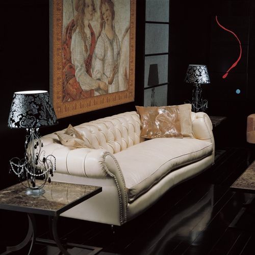 Divano chesterfield - CHESTER - Stone International - in tessuto / in pelle / con braccioli