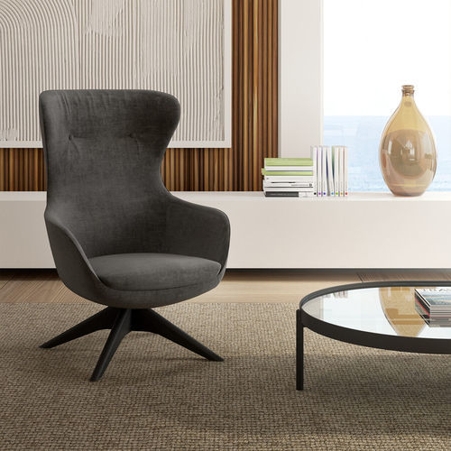 Poltrona contemporanea - CURVE - Gems Barcelona - in tessuto / in acciaio / a orecchioni