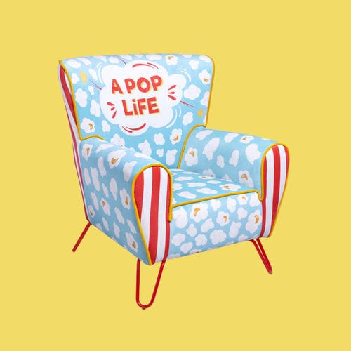 Poltrona contemporanea - A POP LIFE - THE POP LABEL - in velluto / in faggio / blu