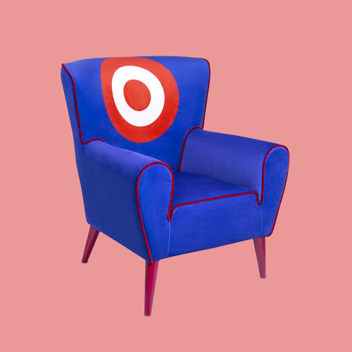 Poltrona contemporanea - TARGET - THE POP LABEL - in tessuto / in faggio / blu