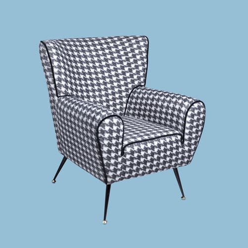 Poltrona contemporanea - PIED DE POULE - THE POP LABEL - in tessuto / in faggio / nera