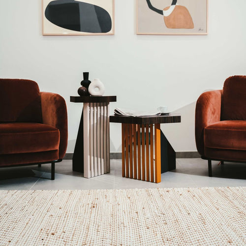 Tavolo d'appoggio contemporaneo - Murano - Lebanto srl - in eucalipto / con supporto in legno laccato / esagonale