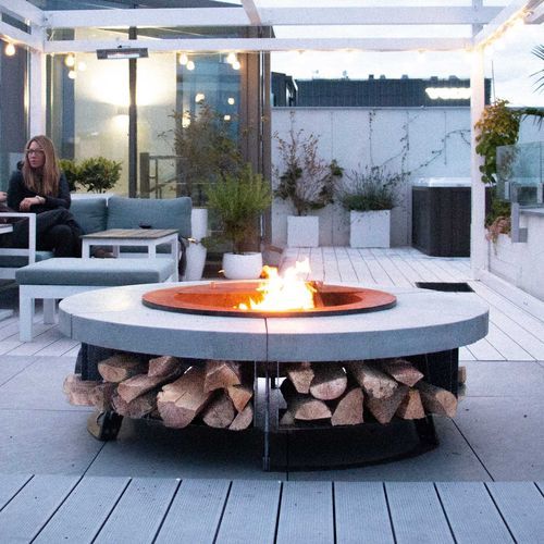 Braciere da giardino a legna - Stone - Hetta Supply - in calcestruzzo / in acciaio / in corten