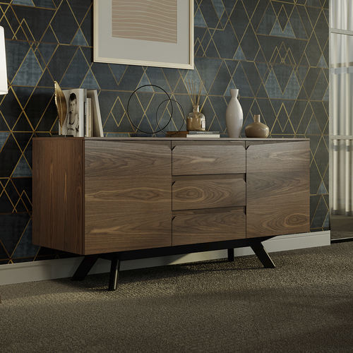 Credenza contemporanea - VANTAGE - WILLIAM HANDS - in legno / in metallo / in vetro