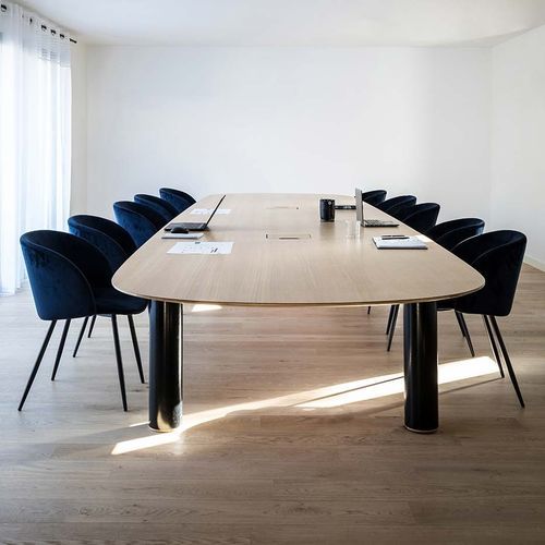 Tavolo da riunione contemporaneo - Pilotis Bassin - Epsilon Composite - in rovere / con base in carbonio / ovale