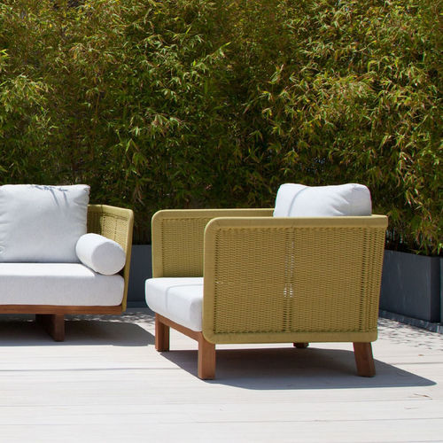 Poltrona contemporanea - ZEN  - G&G Italia Designer Furniture - in tessuto / in teak / in corda