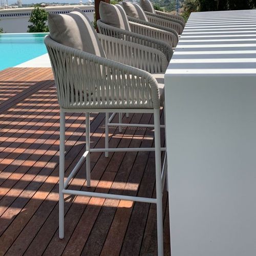 Sedia alta contemporanea - SIENNA - G&G Italia Designer Furniture - da esterno / in tessuto / con supporto in alluminio