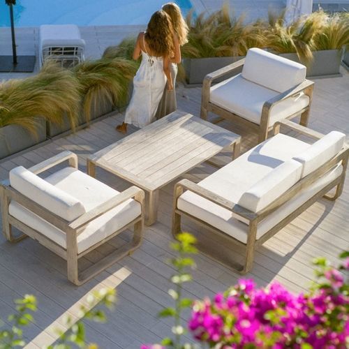 Tavolino basso contemporaneo - BELLAVISTA - G&G Italia Designer Furniture - in teak / con supporto in teak / rettangolare
