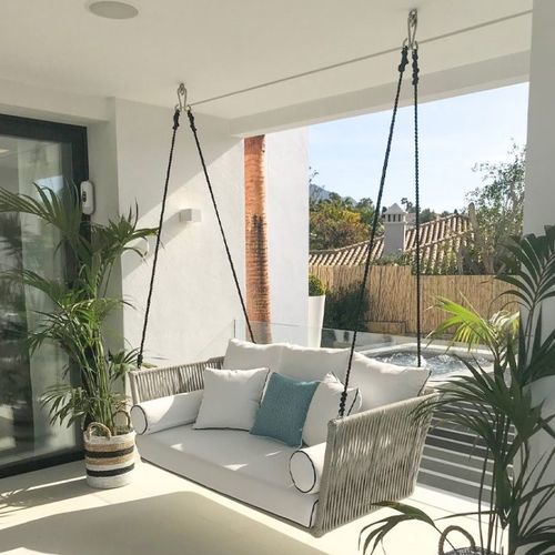 Dondolo da giardino in alluminio - SIENNE - G&G Italia Designer Furniture - in tessuto / in gesso / in corda