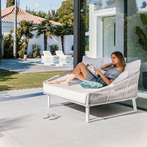 Dormeuse contemporanea - SIENNA - G&G Italia Designer Furniture - in tessuto / in alluminio / in corda