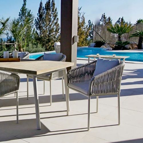 Sedia da pranzo contemporanea - SIENNA - G&G Italia Designer Furniture - da esterno / in tessuto / in corda